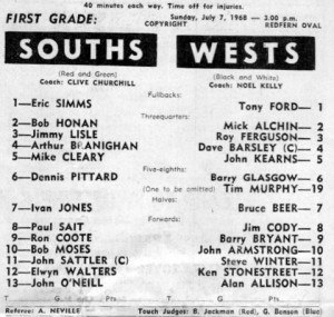 1968 Wests v Souths Redfern pro 1