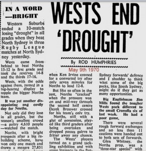 1970 Wests Beat Norths May 1970
