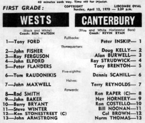 1970 Wests v Berries program