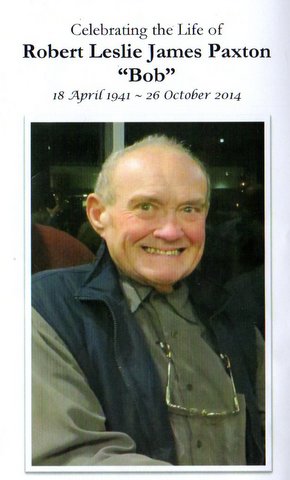 Bob Paxton Order of Service front page,