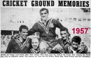 Dick Poole chaired off SCG 1957