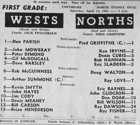 1963 B last game program with wests.
