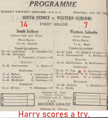 1920 harrys scores a try